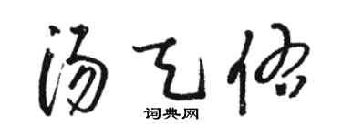 駱恆光湯天佑草書個性簽名怎么寫