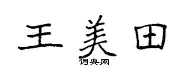 袁強王美田楷書個性簽名怎么寫