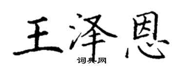 丁謙王澤恩楷書個性簽名怎么寫