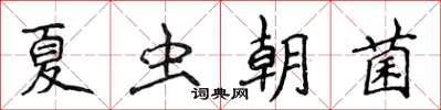 侯登峰夏蟲朝菌楷書怎么寫