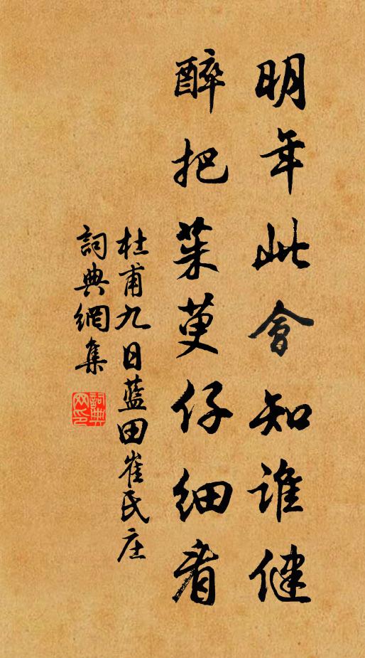 杜甫明年此會知誰健?醉把茱萸仔細看。書法作品欣賞