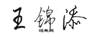 駱恆光王錦添行書個性簽名怎么寫