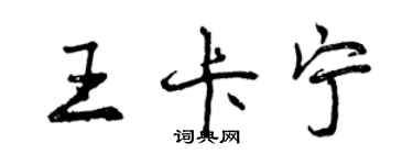 曾慶福王卡寧行書個性簽名怎么寫