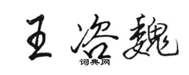 駱恆光王咨魏行書個性簽名怎么寫