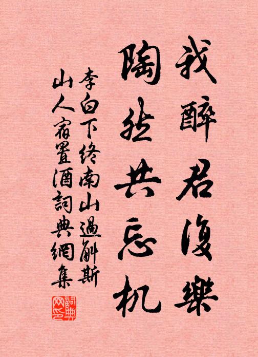 李白我醉君復樂,陶然共忘機。書法作品欣賞