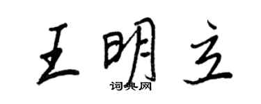 王正良王明立行書個性簽名怎么寫