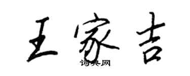 王正良王家吉行書個性簽名怎么寫
