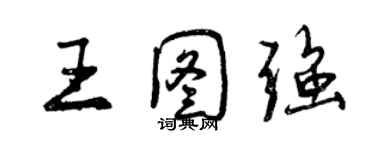 曾慶福王圖強行書個性簽名怎么寫