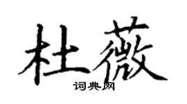 丁謙杜薇楷書個性簽名怎么寫