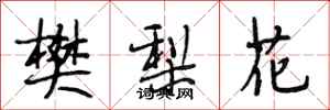段相林樊梨花行書怎么寫