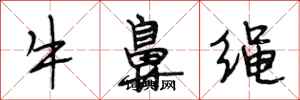 段相林牛鼻繩行書怎么寫