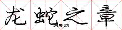 龐中華龍蛇之章行書怎么寫