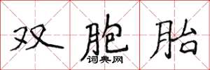 侯登峰雙胞胎楷書怎么寫