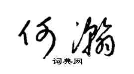 梁錦英何瀚草書個性簽名怎么寫