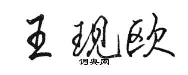 駱恆光王現歐行書個性簽名怎么寫