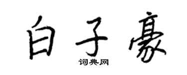 王正良白子豪行書個性簽名怎么寫