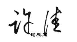 駱恆光許佳草書個性簽名怎么寫