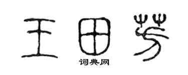 陳聲遠王田芳篆書個性簽名怎么寫