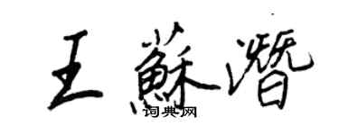 王正良王蘇潛行書個性簽名怎么寫