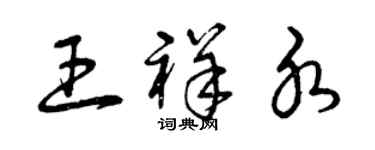 曾慶福王祥水草書個性簽名怎么寫