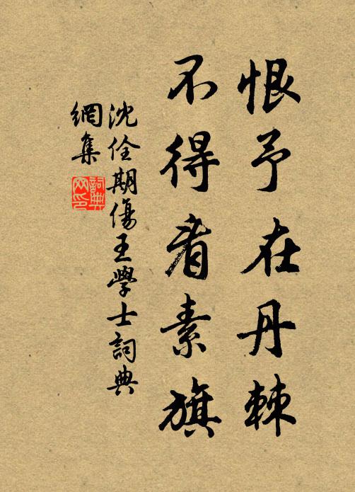 沈佺期恨予在丹棘,不得看素旗書法作品欣賞