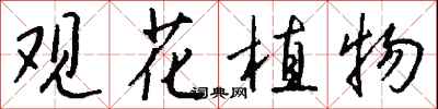 錢沛雲觀花植物行書怎么寫