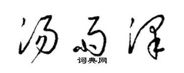 梁錦英湯雨澤草書個性簽名怎么寫