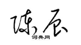 梁錦英陳辰草書個性簽名怎么寫