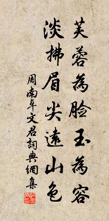 周南芙蓉為臉玉為容,淡拂眉尖遠山色書法作品欣賞