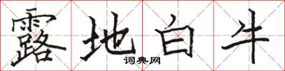 駱恆光露地白牛楷書怎么寫