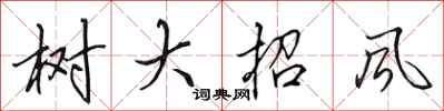 田英章樹大招風行書怎么寫