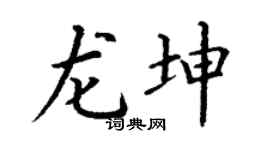 丁謙龍坤楷書個性簽名怎么寫