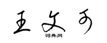 梁錦英王文可草書個性簽名怎么寫