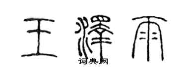 陳聲遠王澤雨篆書個性簽名怎么寫