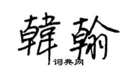 王正良韓翰行書個性簽名怎么寫