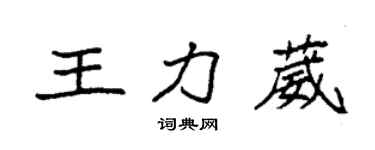 袁強王力葳楷書個性簽名怎么寫