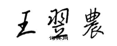 王正良王翌農行書個性簽名怎么寫