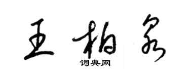 梁錦英王柏泉草書個性簽名怎么寫