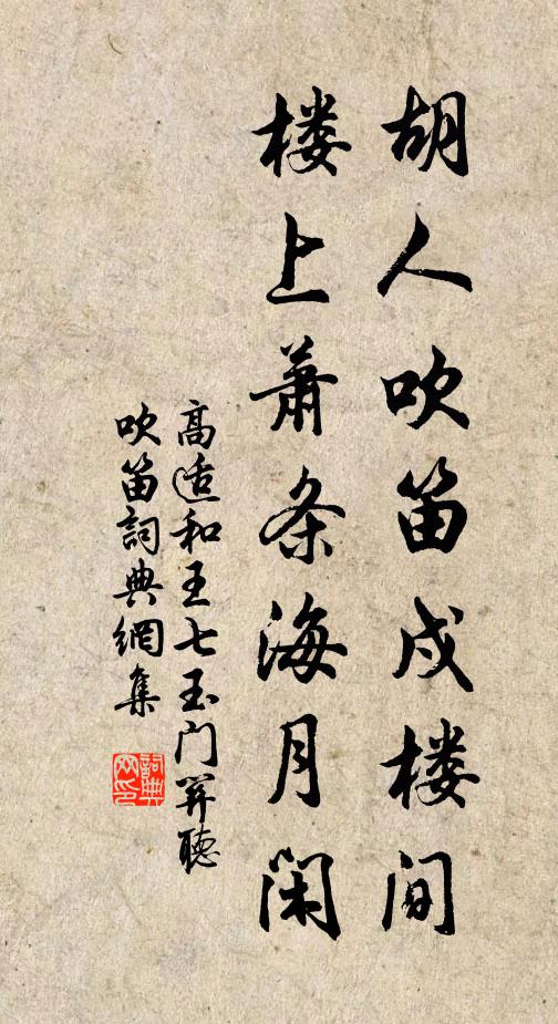 高適胡人吹笛戍樓間,樓上蕭條海月閒。書法作品欣賞
