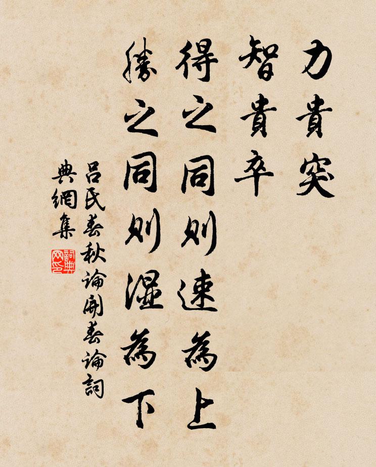 呂不韋力貴突,智貴卒。得之同則速為上,勝之同則濕為下。書法作品欣賞
