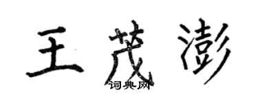 何伯昌王茂澎楷書個性簽名怎么寫