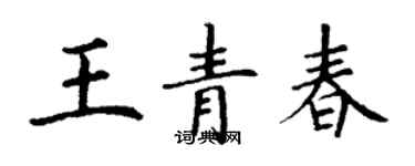 丁謙王青春楷書個性簽名怎么寫