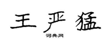 袁強王嚴猛楷書個性簽名怎么寫