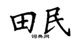 丁謙田民楷書個性簽名怎么寫