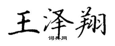 丁謙王澤翔楷書個性簽名怎么寫
