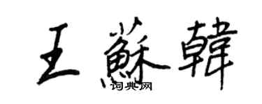 王正良王蘇韓行書個性簽名怎么寫