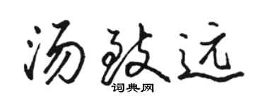 駱恆光湯致遠行書個性簽名怎么寫