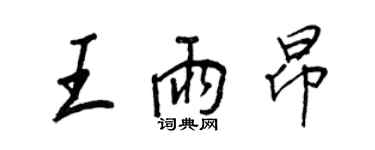 王正良王雨昂行書個性簽名怎么寫