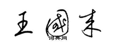 梁錦英王國來草書個性簽名怎么寫