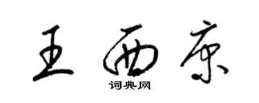 梁錦英王西康草書個性簽名怎么寫